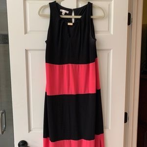 London Times black and hot pink sleeveless maxi dress size 10